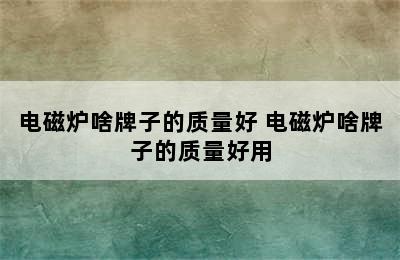 电磁炉啥牌子的质量好 电磁炉啥牌子的质量好用